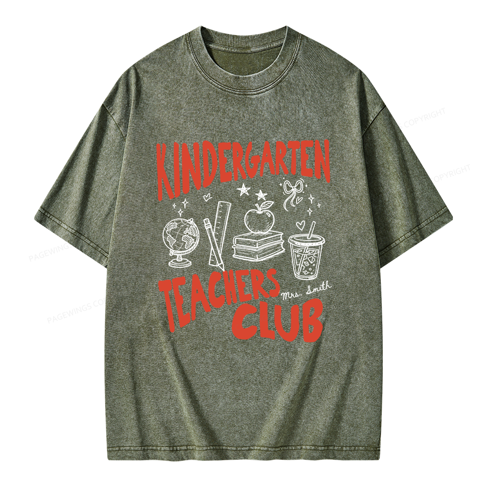 Pagewing Personalized Kindergarten Unisex Washed T-shirt