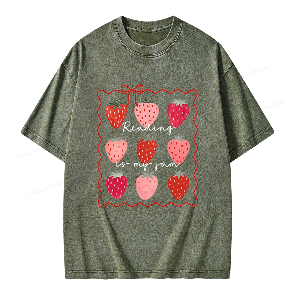 Pagewing Reading Is My Jam Unisex Washed T-shirt