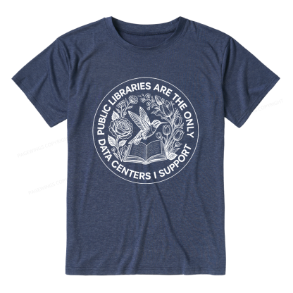 Pagewings Public Libraries are the only Data Centers I Support Bookish Unisex Heather T-Shirt