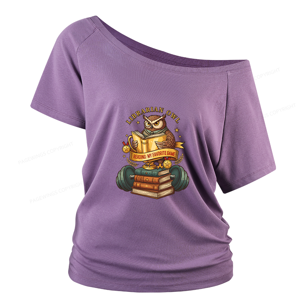 Pagewings Librarian Owl Women Off Shoulder T-shirts