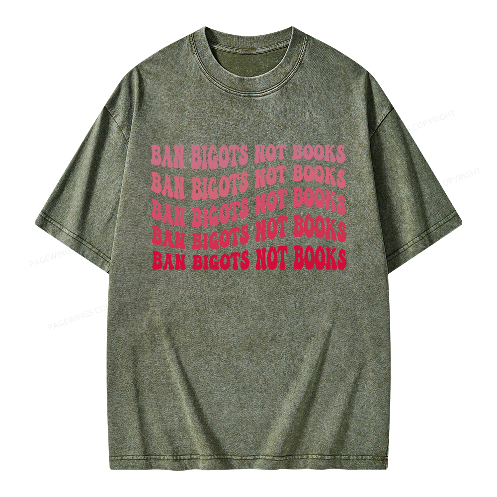 Pagewings Ban Bigots Not Books Unisex Washed T-shirt