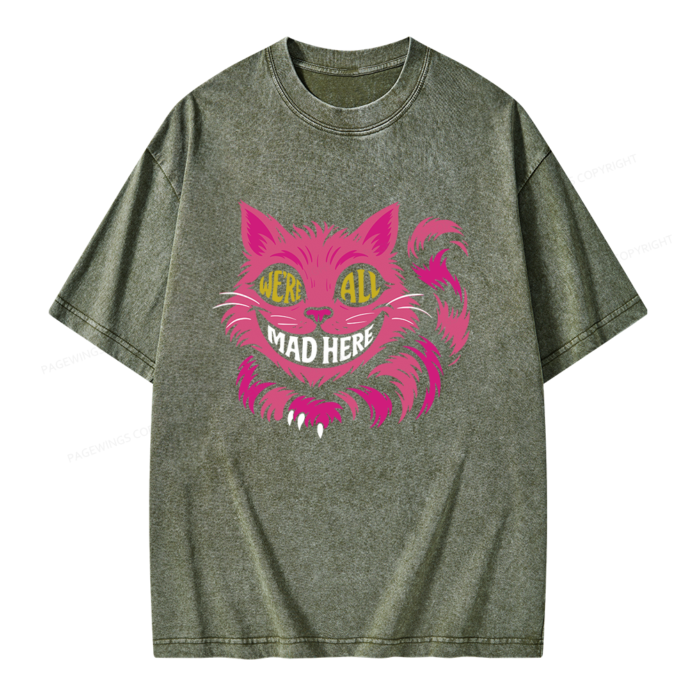 Pagewings We're All Mad Here Unisex Washed T-shirt