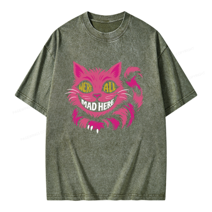 Pagewings We're All Mad Here Unisex Washed T-shirt