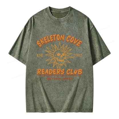 Pagewings Skeleton Cove Readers Club Unisex Washed T-shirt
