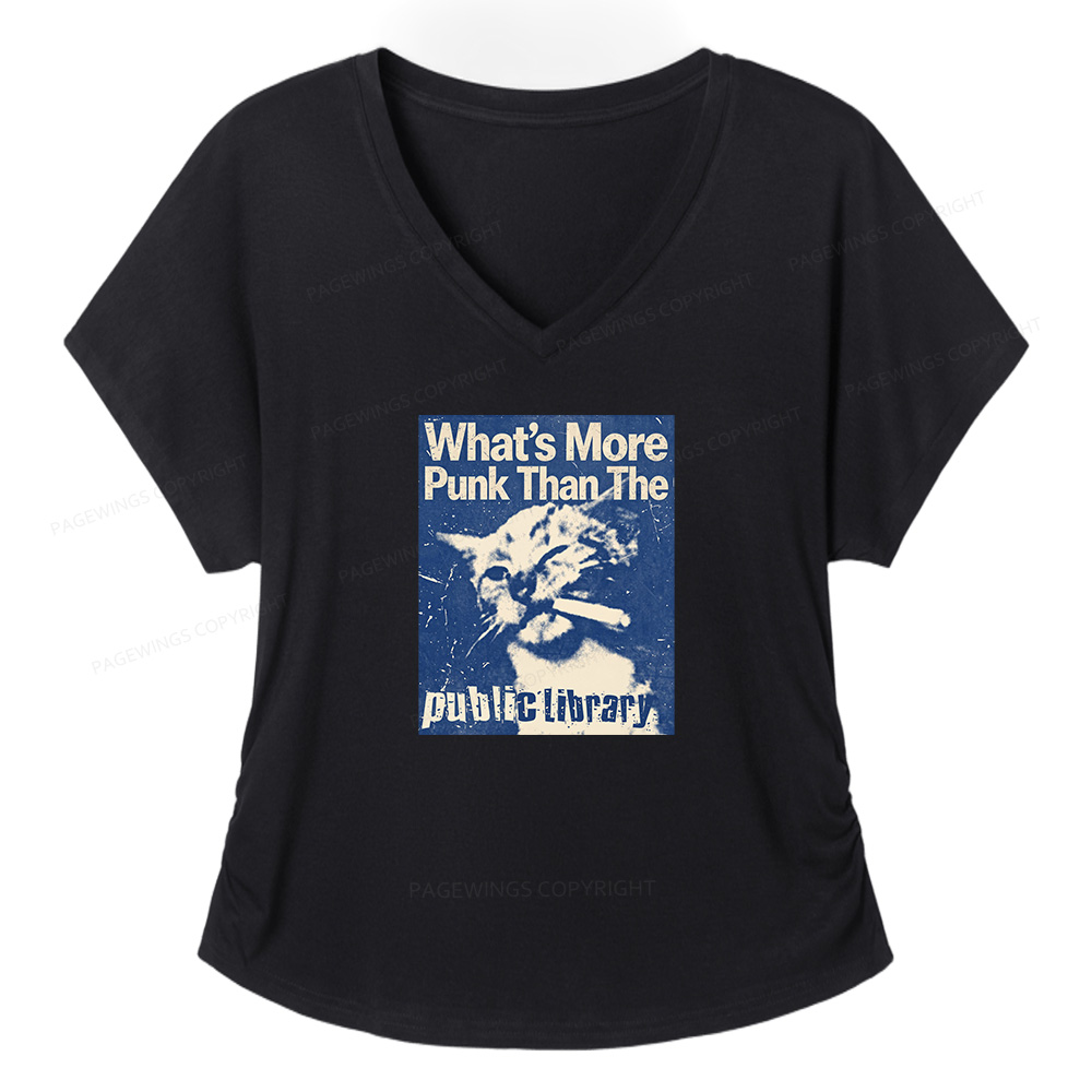 Pagewings What's More Punk Than The Public Library Soft Women's Modal V-neck T-shirt  