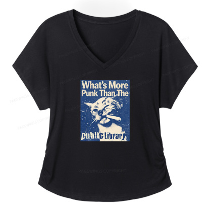 Pagewings What's More Punk Than The Public Library Soft Women's Modal V-neck T-shirt  