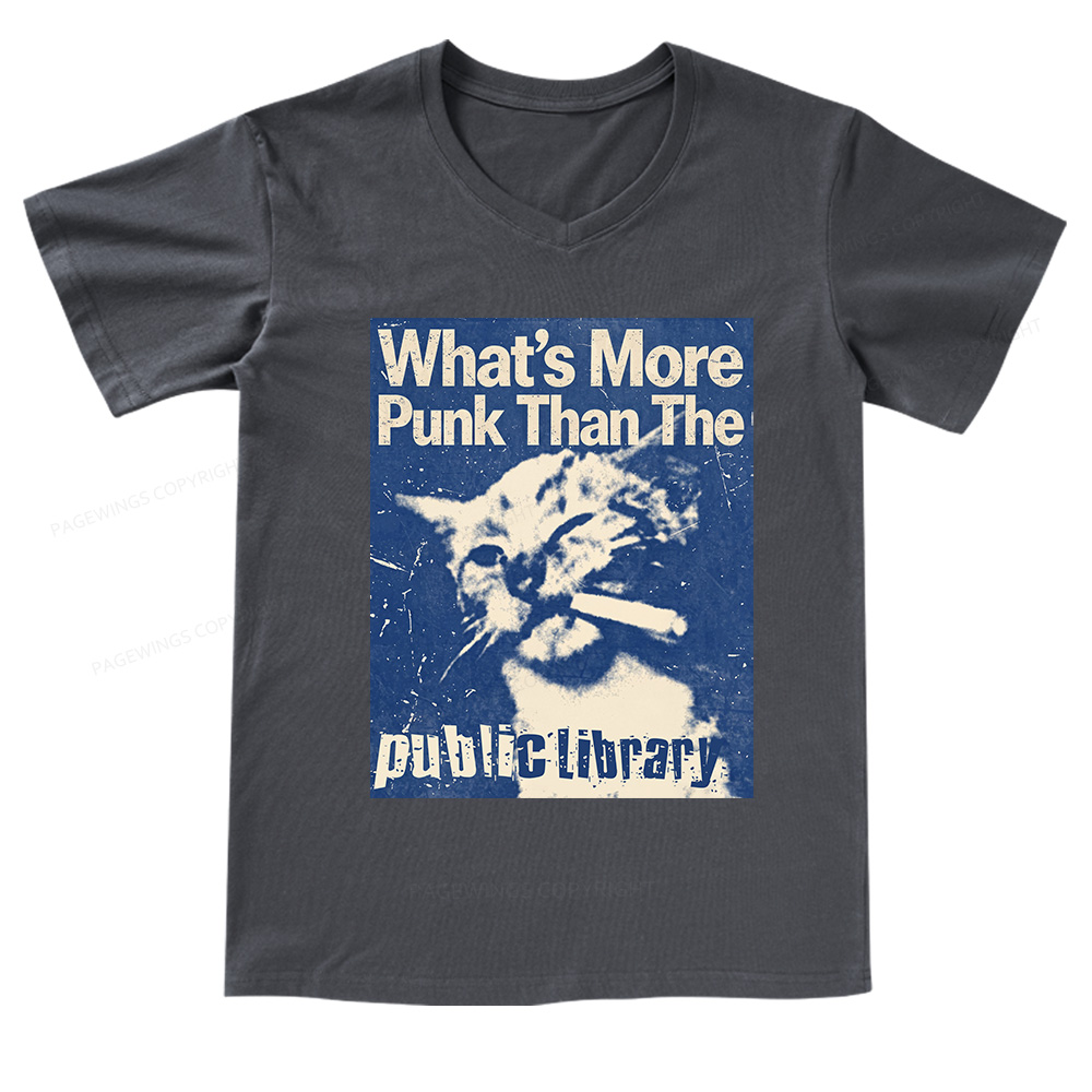 Pagewings What's More Punk Than The Public Library V-neck T-shirt