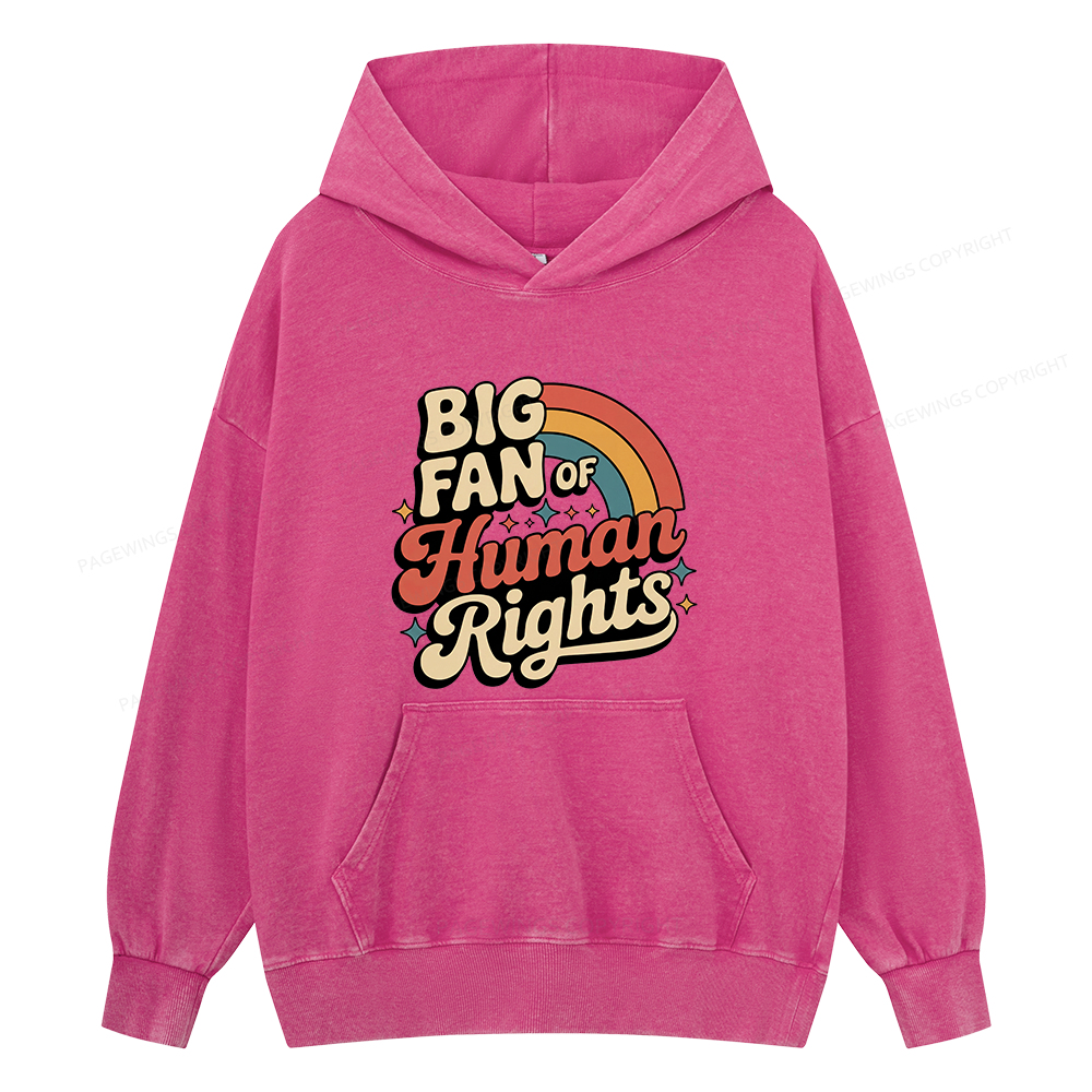 Pagewings Big Fan of Human Rights15448 Book Unisex Washed Hoodie