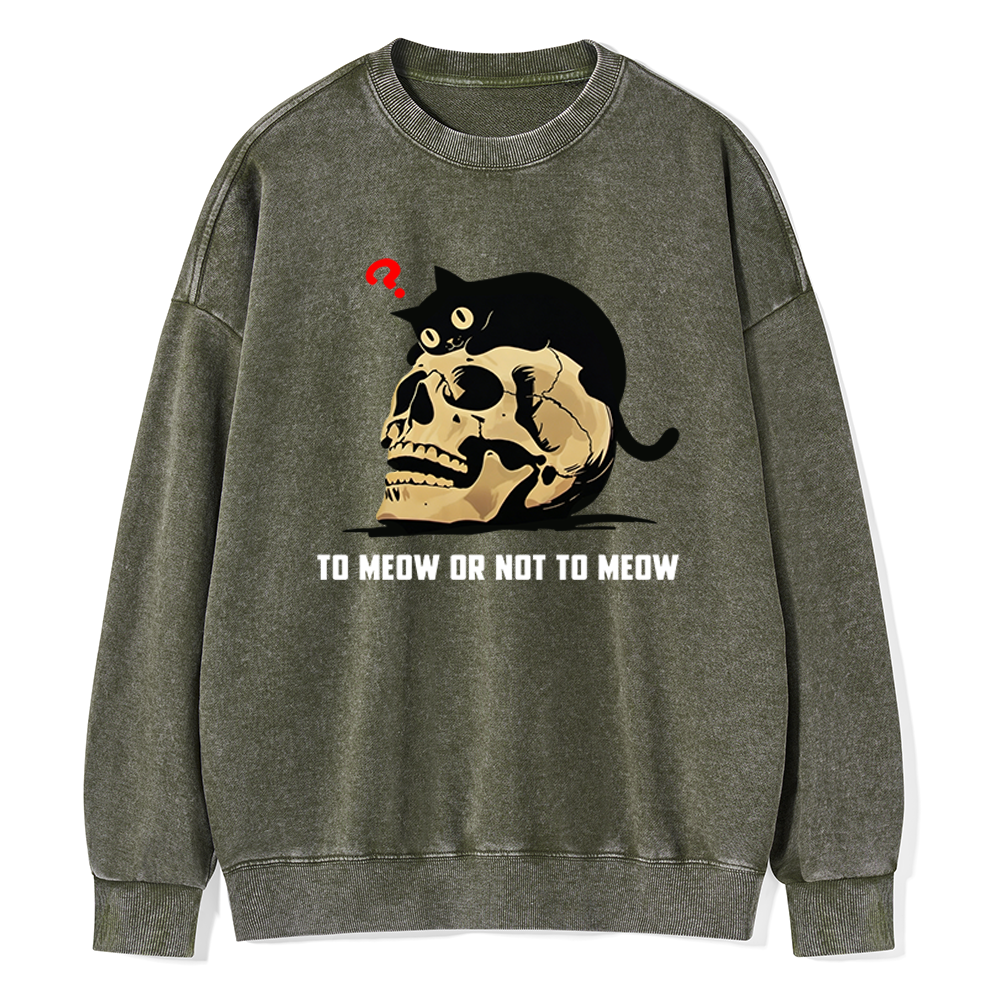 Pagewings To Meow Or Not To Meow Unisex Washed Sweatshirt