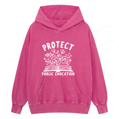 Pagewings Protect Public Education15808 Book Unisex Washed Hoodie