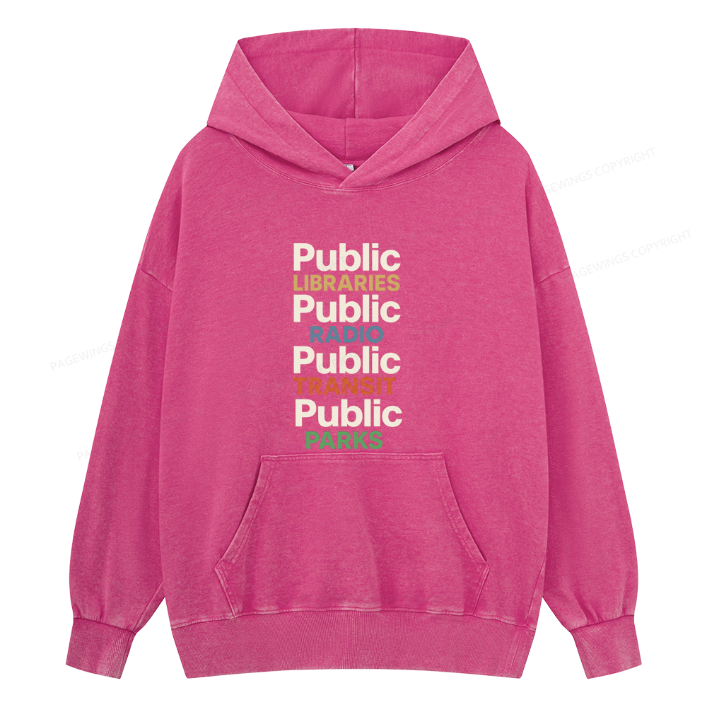 Pagewings Public Libraries15687 Book Unisex Washed Hoodie
