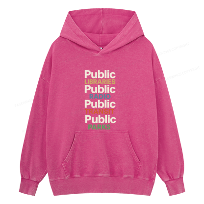 Pagewings Public Libraries15687 Book Unisex Washed Hoodie