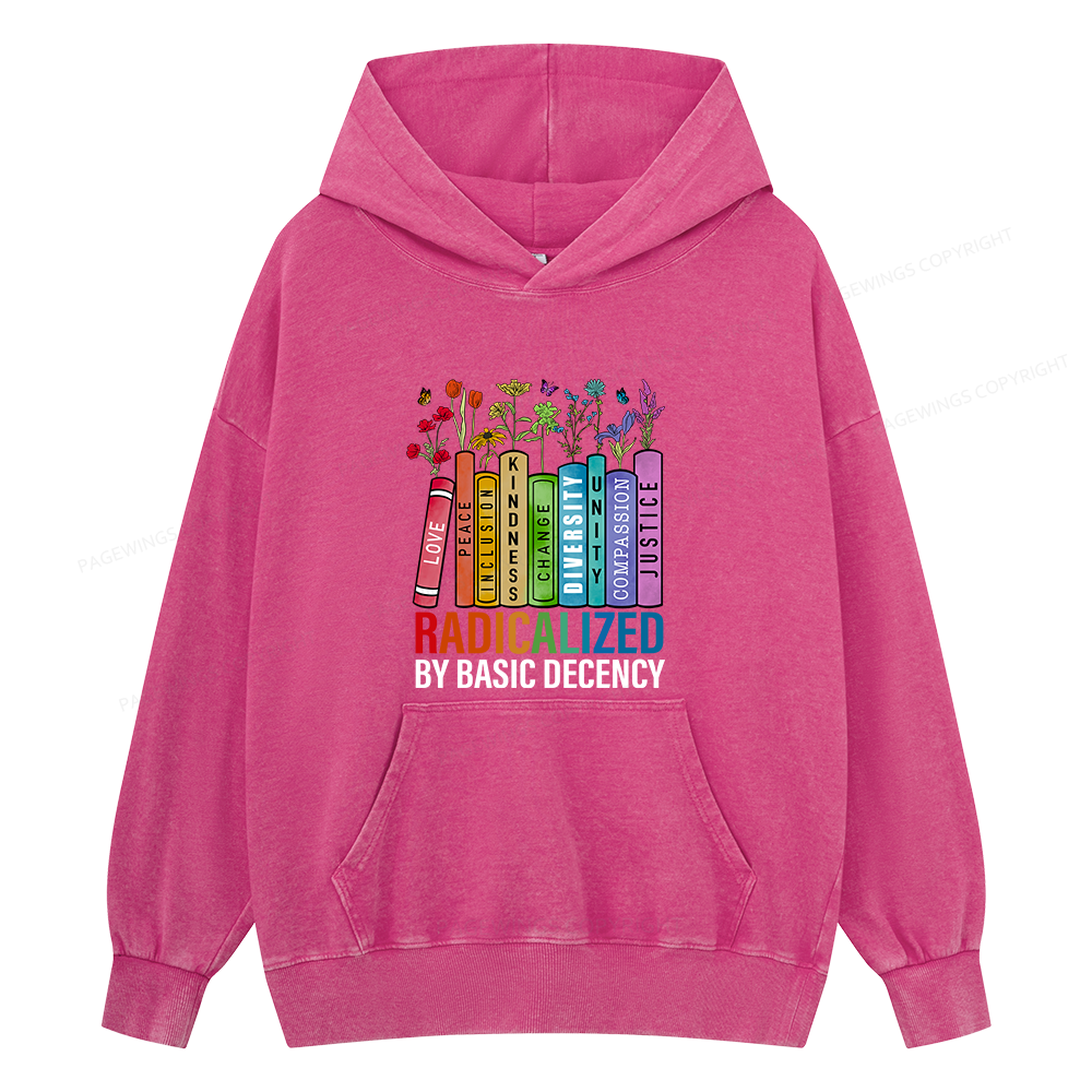 Pagewings Radicalized by Basic Decency14041 Book Unisex Washed Hoodie