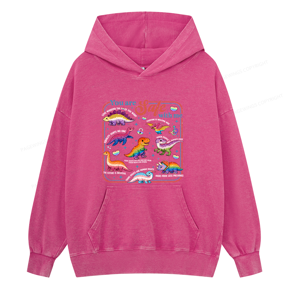 Pagewings You Are Safe With Me15899 Book Unisex Washed Hoodie