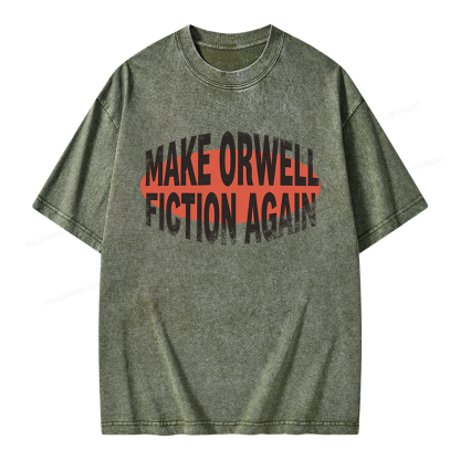 Pagewings Make Orwell Fiction Again Unisex Washed T-shirt