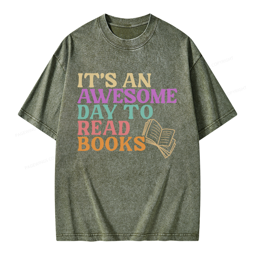 Pagewings Awesome Day To Read A Book Unisex Washed T-shirt