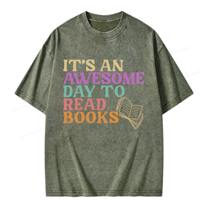 Pagewings Awesome Day To Read A Book Unisex Washed T-shirt
