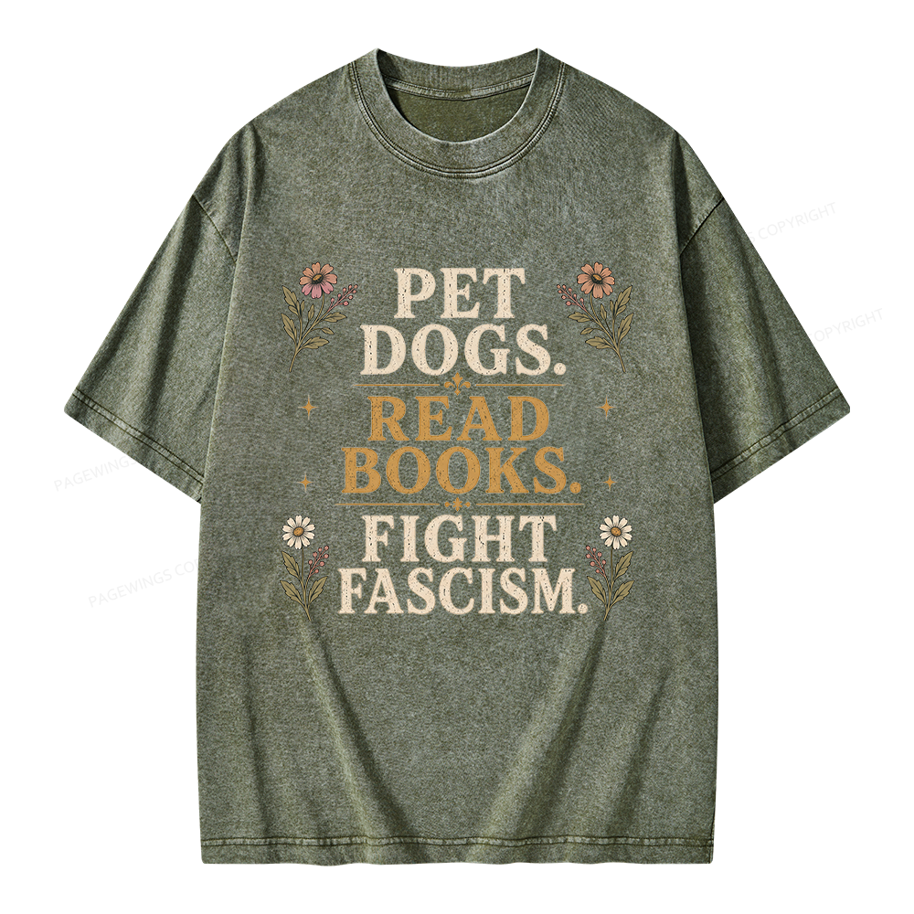 Pagewings Funny Anti Fascism Book Unisex Washed T-shirt