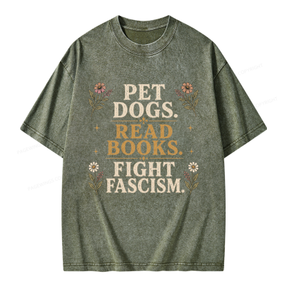 Pagewings Funny Anti Fascism Book Unisex Washed T-shirt