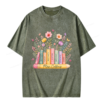 Pagewings Wildflower Books Unisex Washed T-shirt