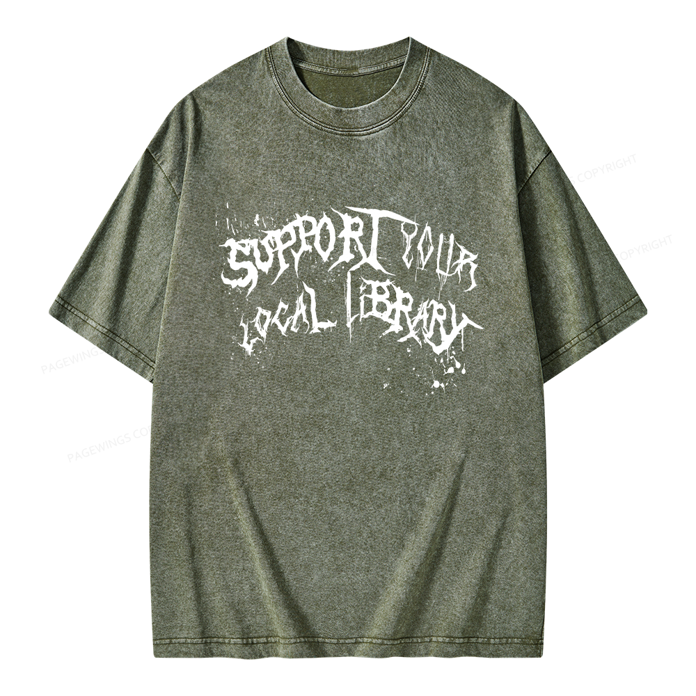 Pagewings Support Your Local Library Unisex Washed T-shirt