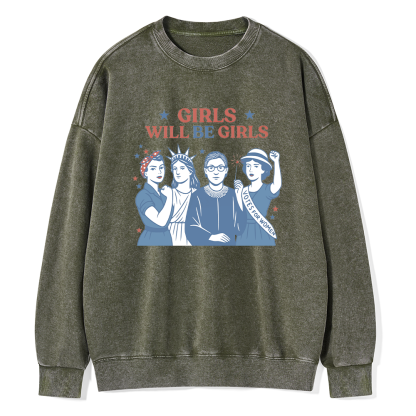 Pagewings Girls Will be Girls15560 Read Unisex Washed Sweatshirt