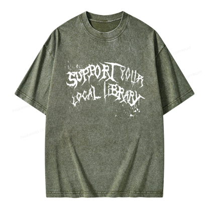 Pagewings Support Your Local Library Unisex Washed T-shirt