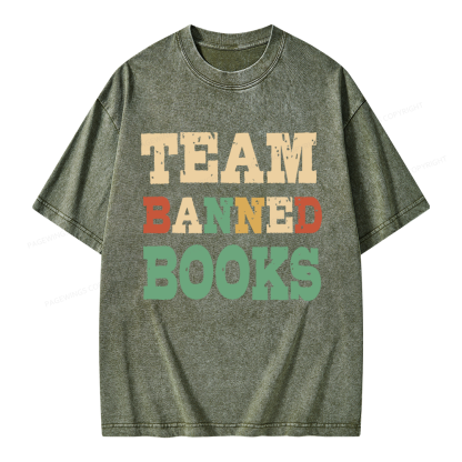 Pagewings Funny Team Banned Books Unisex Washed T-shirt