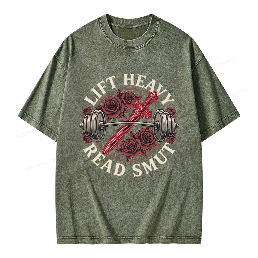 Pagewings Lift Heavy Read Smut Unisex Washed T-shirt