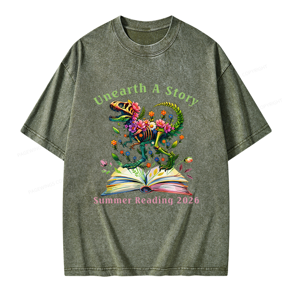Pagewings Summer Reading 2026 Unisex Washed T-shirt