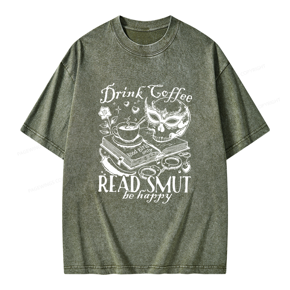Pagewings Drink Coffee Read Smut Unisex Washed T-shirt