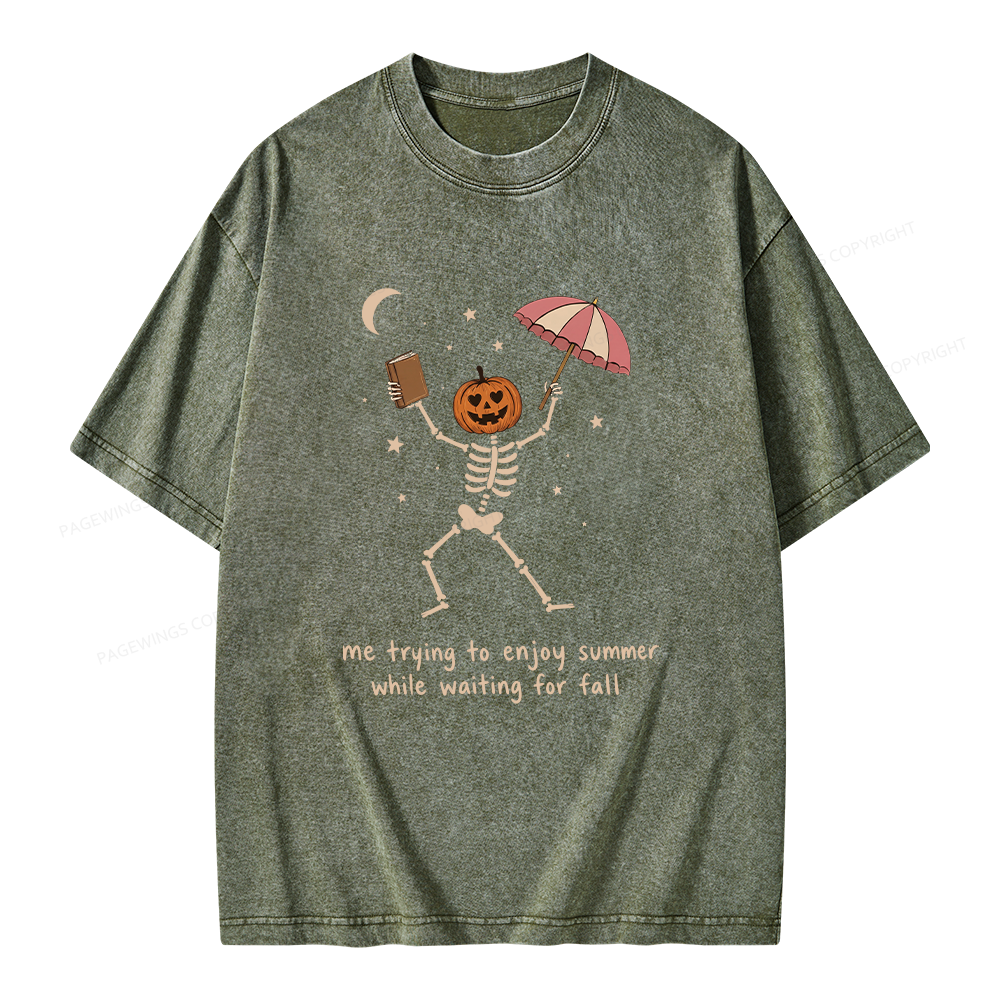 Pagewings Waiting For Fall Unisex Washed T-shirt