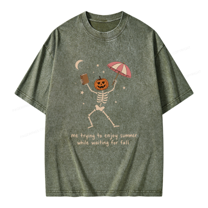 Pagewings Waiting For Fall Unisex Washed T-shirt