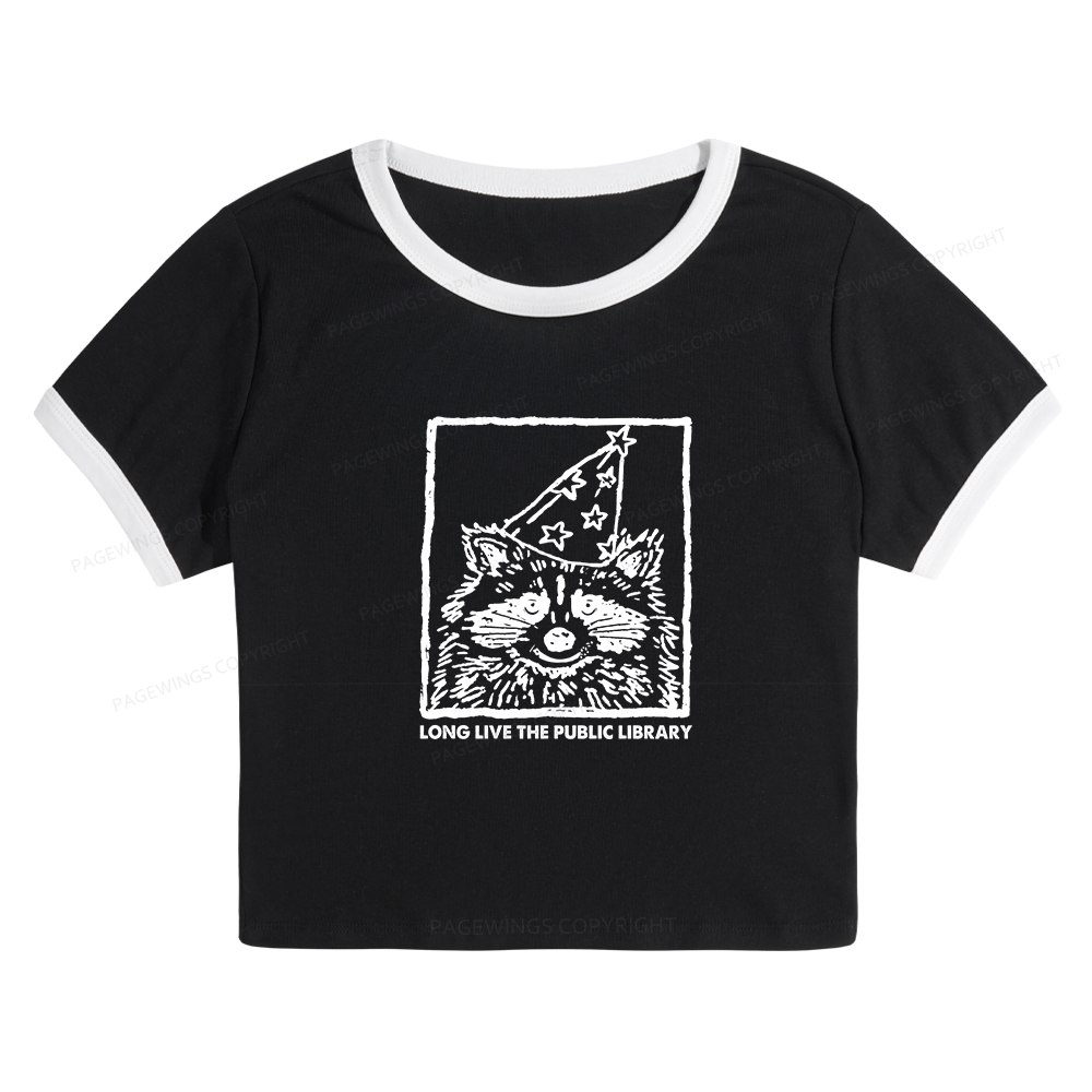 Pagewings Long Live The Public Library14039 Baby Tee Cropped Ringer T-Shirt