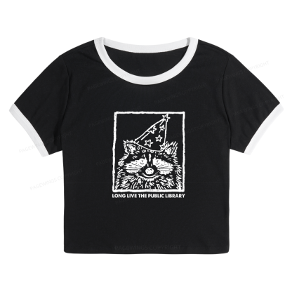 Pagewings Long Live The Public Library14039 Baby Tee Cropped Ringer T-Shirt