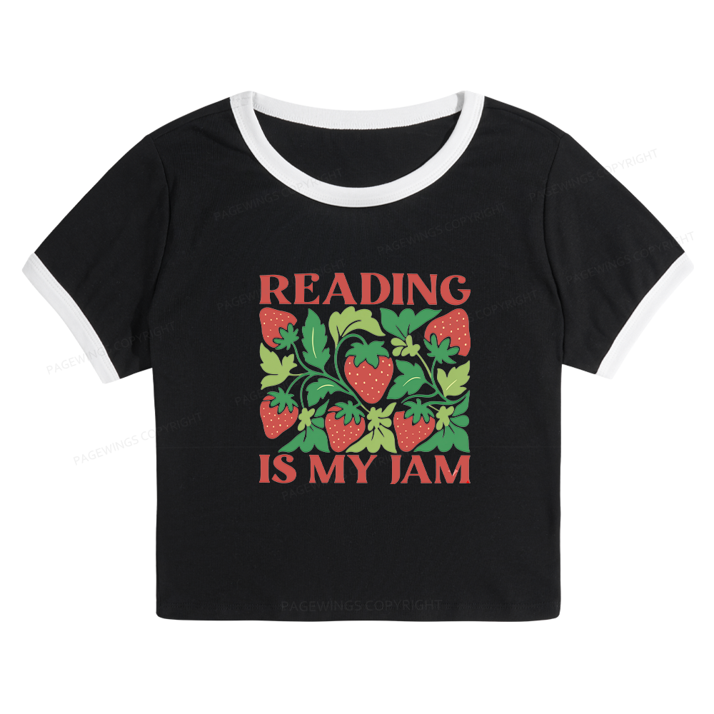 Pagewings Reading Is My Jam15972 Baby Tee Cropped Ringer T-Shirt