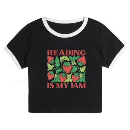 Pagewings Reading Is My Jam15972 Baby Tee Cropped Ringer T-Shirt