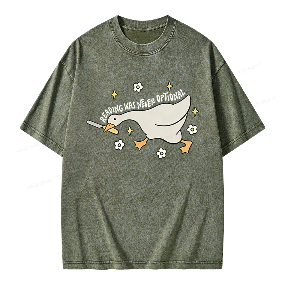 Pagewings Reading Was Never An Option Unisex Washed T-shirt