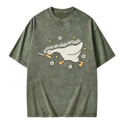 Pagewings Reading Was Never An Option Unisex Washed T-shirt