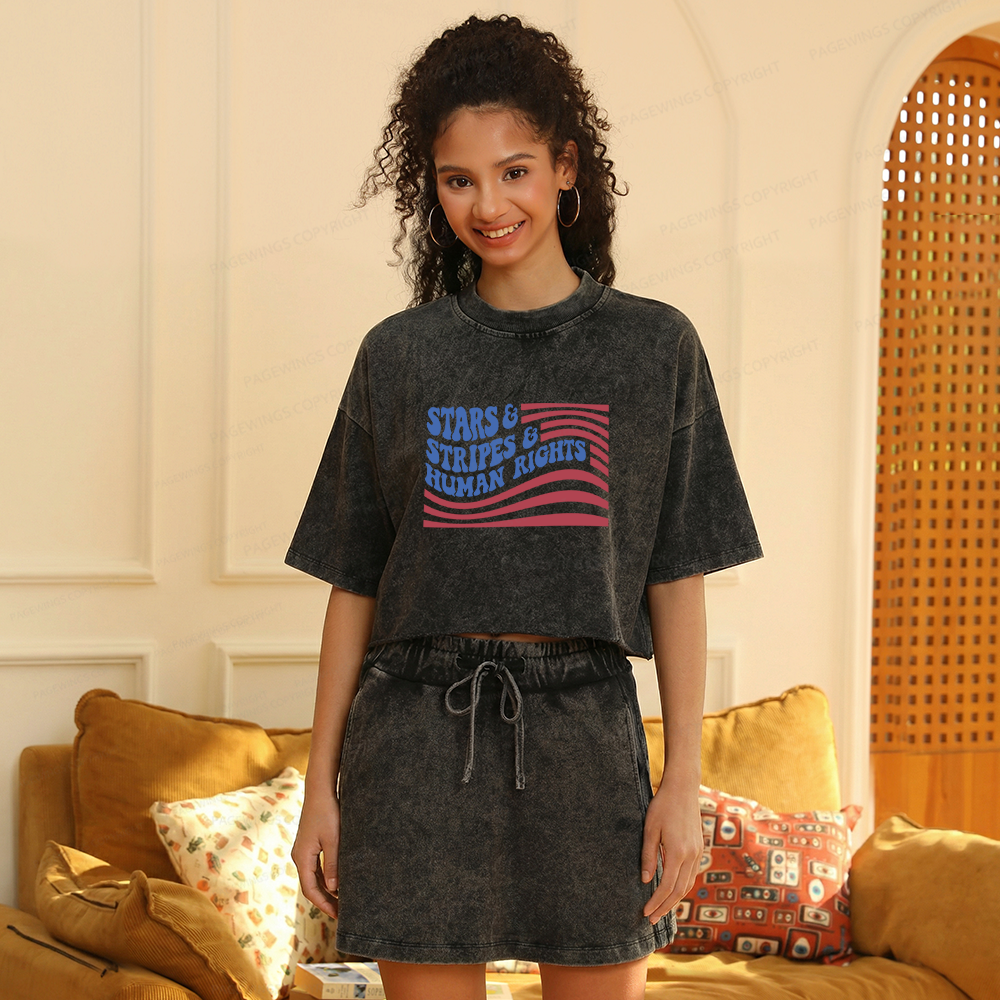 Pagewings Human Rights15958 Read Women's Washed Cropped T-shirt