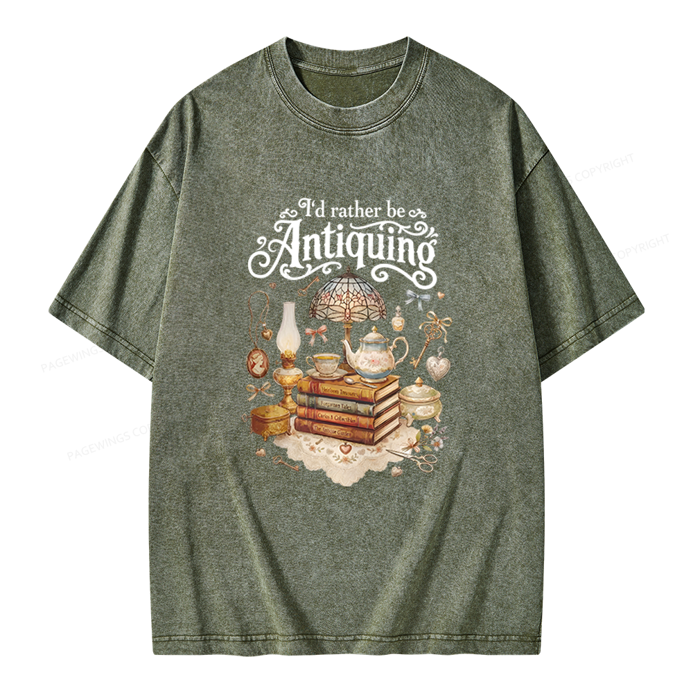 Pagewings I’d Rather Be Antiquing Unisex Washed T-shirt