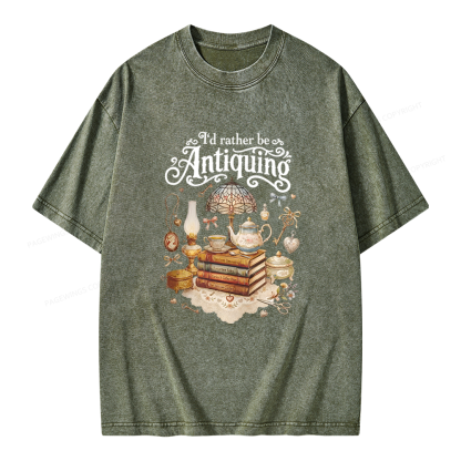 Pagewings I’d Rather Be Antiquing Unisex Washed T-shirt