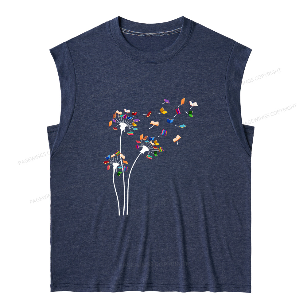 Pagewings Cute Dandelion Books10035 Bookish Women's Heather Tank Top