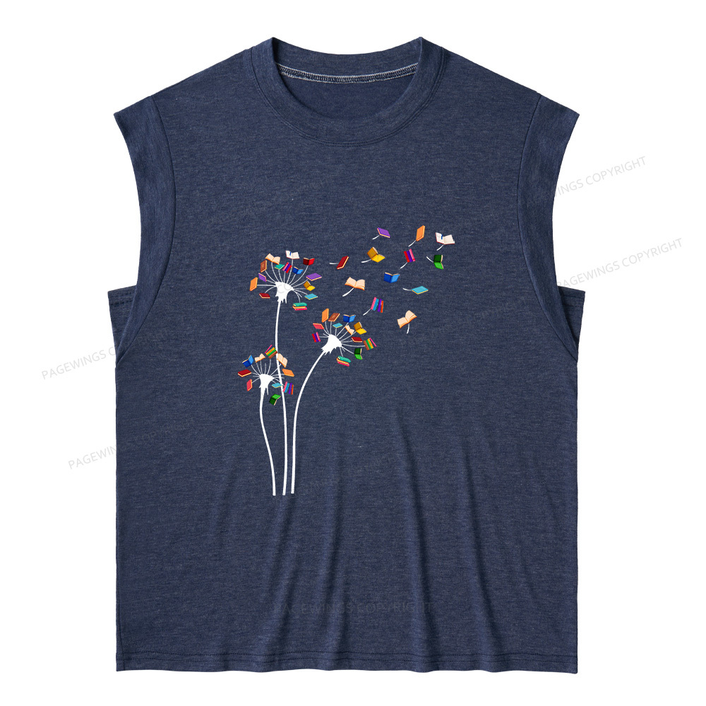 Pagewings Cute Dandelion Books10035 Bookish Women's Heather Tank Top