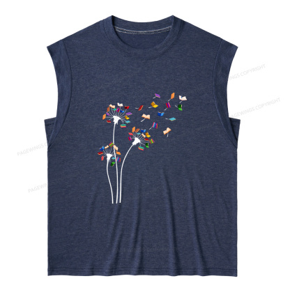 Pagewings Cute Dandelion Books10035 Bookish Women's Heather Tank Top