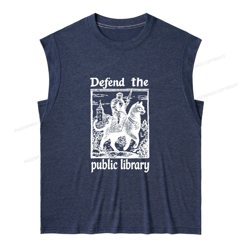 Pagewings Defend the Public Library12732 Bookish Women's Heather Tank Top