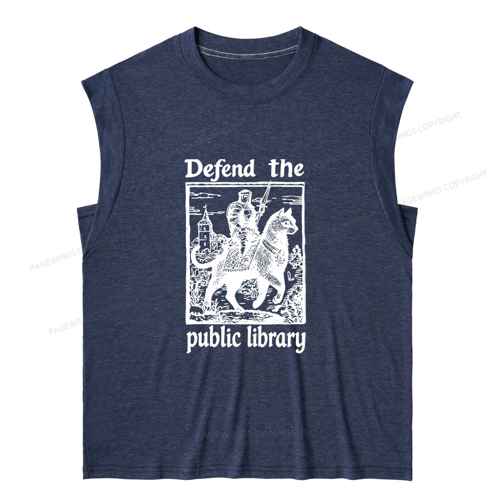 Pagewings Defend the Public Library12732 Bookish Women's Heather Tank Top