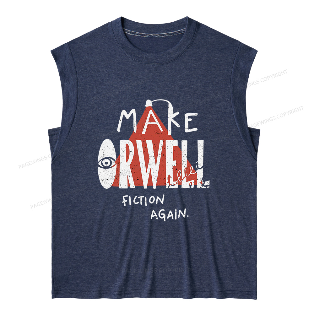 Pagewings Make Orwell Fiction Again10207 Bookish Women's Heather Tank Top
