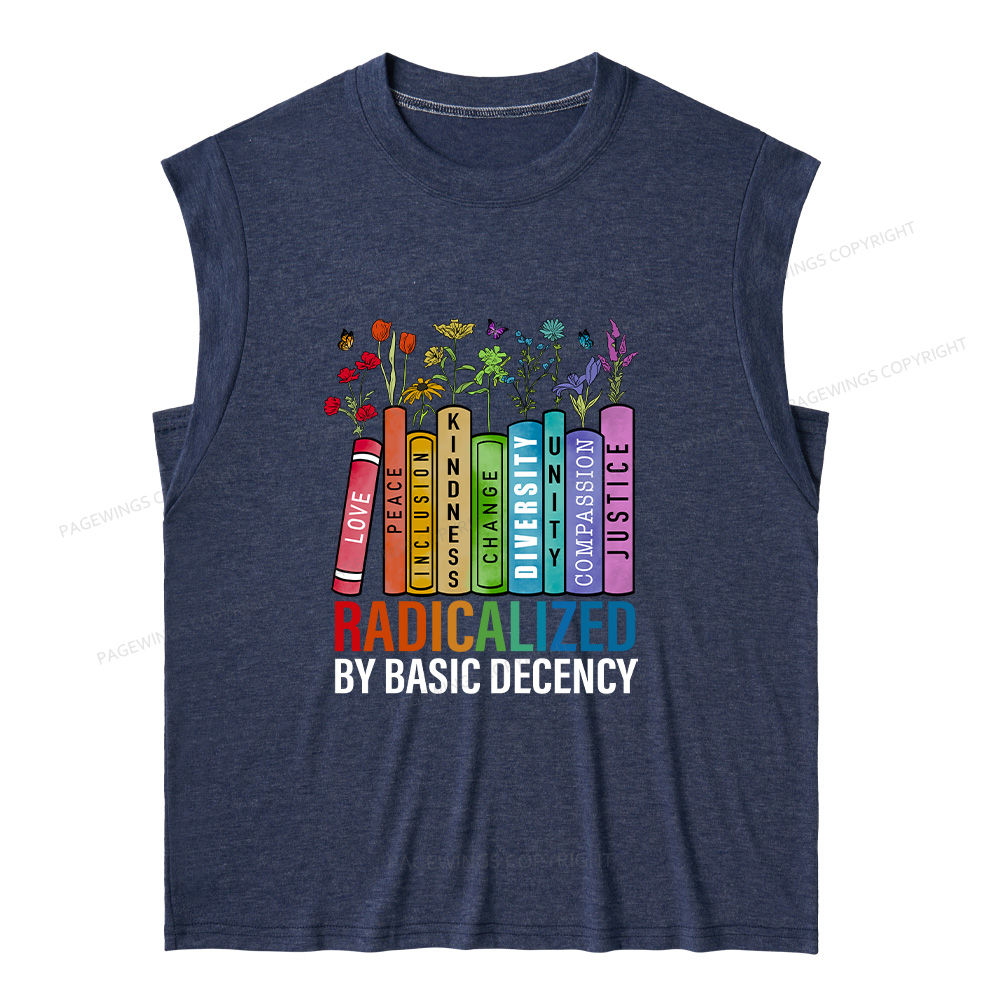 Pagewings Radicalized by Basic Decency14041 Bookish Women's Heather Tank Top