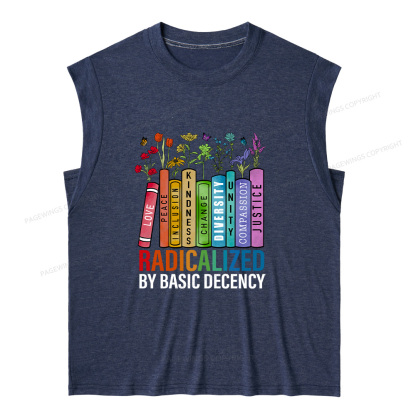 Pagewings Radicalized by Basic Decency14041 Bookish Women's Heather Tank Top